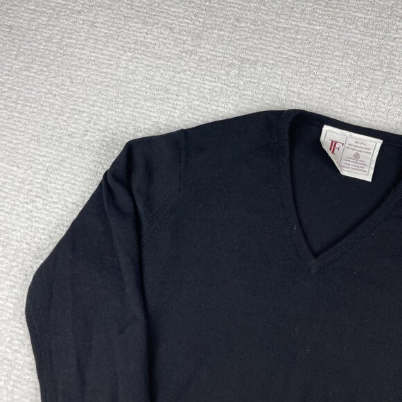 VTG Black Wool V-neck Pullover Sweater Jack Fraser Men 38  97cm Made in England - Picture 3 of 16